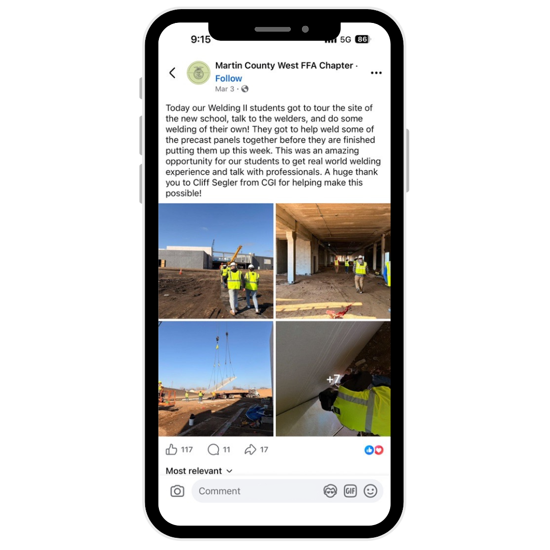 Martin County West FFA Chapter Facebook post